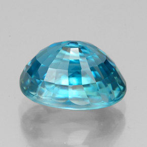 5.47캐럿 천연 블루 지르콘, 타원형 컷, 10.5×7.3 mm, IF