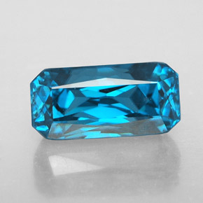 7.48캐럿 천연 블루 지르콘, 에메랄드 컷, 12.2×7.6 mm, IF