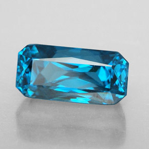 7.48캐럿 천연 블루 지르콘, 에메랄드 컷, 12.2×7.6 mm, IF