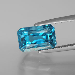 9.03캐럿 천연 블루 지르콘, 에메랄드 컷, 11×8.4 mm, VS