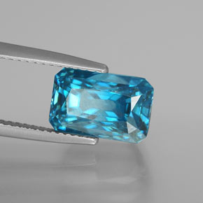 9.03캐럿 천연 블루 지르콘, 에메랄드 컷, 11×8.4 mm, VS