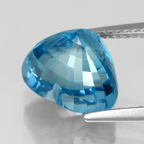 7.34캐럿 천연 블루 지르콘, 하트 모양, 10.6×8.7 mm, VVS