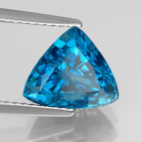 5.09캐럿 천연 블루 지르콘, 트릴리언, 9.9×8.4 mm, VVS