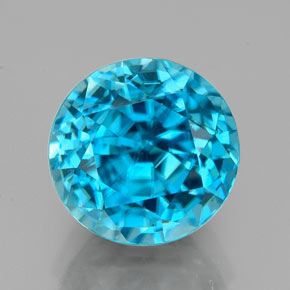 4.88캐럿 천연 블루 지르콘, 라운드 컷, 8.74 mm, VVS