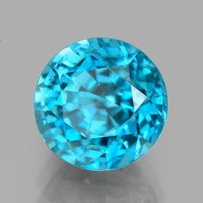 4.88캐럿 천연 블루 지르콘, 라운드 컷, 8.74 mm, VVS