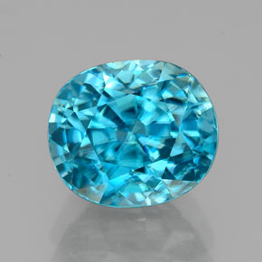 4.07캐럿 천연 블루 지르콘, 쿠션 컷, 8.6×7.4 mm, VVS