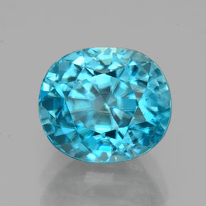 4.07캐럿 천연 블루 지르콘, 쿠션 컷, 8.6×7.4 mm, VVS