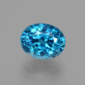 4.37캐럿 천연 블루 지르콘, 타원형 컷, 9.2×7.4 mm, VVS