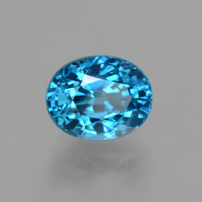 4.37캐럿 천연 블루 지르콘, 타원형 컷, 9.2×7.4 mm, VVS