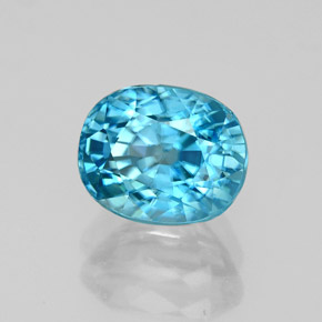 3.11캐럿 천연 블루 지르콘, 타원형 컷, 8×6.5 mm, VVS