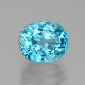 3.68캐럿 천연 블루 지르콘, 타원형 컷, 8.5×7.1 mm, VVS