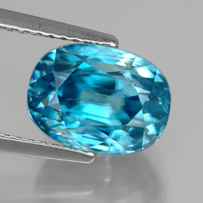 6.58캐럿 천연 블루 지르콘, 타원형 컷, 10.2×7.6 mm, VVS