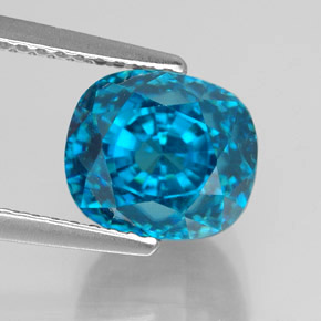 5.89캐럿 천연 블루 지르콘, 쿠션 컷, 8.5×8 mm, VVS