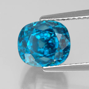 5.89캐럿 천연 블루 지르콘, 쿠션 컷, 8.5×8 mm, VVS