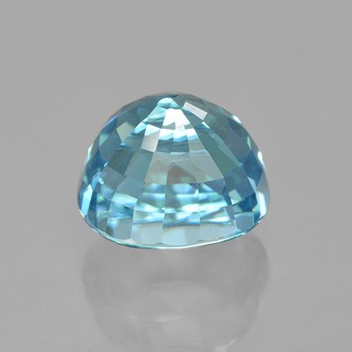 5.64캐럿 천연 블루 지르콘, 타원형 컷, 9.2×7.4 mm, VVS