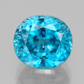 5.64캐럿 천연 블루 지르콘, 타원형 컷, 9.2×8.4 mm, VVS