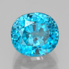 5.64캐럿 천연 블루 지르콘, 타원형 컷, 9.2×8.4 mm, VVS