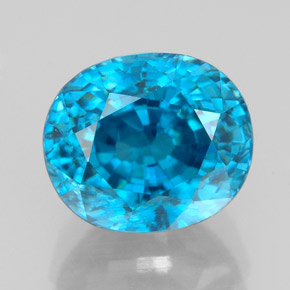 5.64캐럿 천연 블루 지르콘, 타원형 컷, 9.5×8.1 mm, VVS