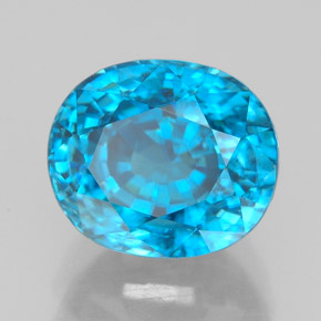 5.64캐럿 천연 블루 지르콘, 타원형 컷, 9.5×8.1 mm, VVS