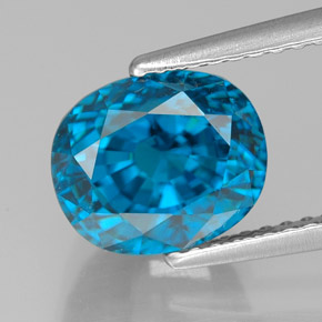 5.40캐럿 천연 블루 지르콘, 타원형 컷, 8.8×7.3 mm, VVS