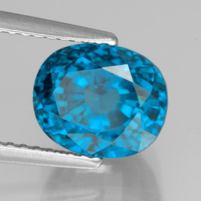 5.40캐럿 천연 블루 지르콘, 타원형 컷, 8.8×7.3 mm, VVS