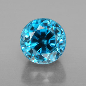 4.38캐럿 천연 블루 지르콘, 라운드 컷, 7.85 mm, VVS
