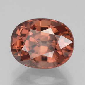3.55캐럿 천연 로즈 오렌지 지르콘, 타원형 컷, 9.1×7.2 mm, VVS