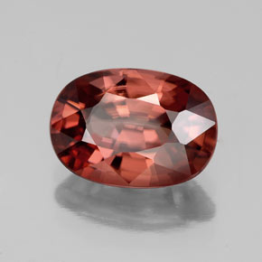4.02캐럿 천연 딥 로즈 레드 지르콘, 타원형 컷, 10.6×7.5 mm, VVS
