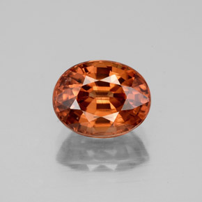3.48캐럿 천연 로즈 오렌지 지르콘, 타원형 컷, 9×7.1 mm, VVS