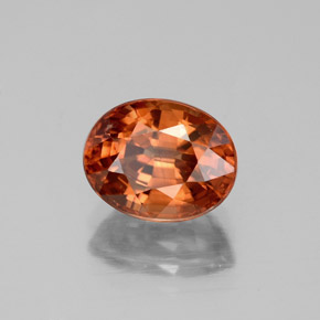 3.48캐럿 천연 로즈 오렌지 지르콘, 타원형 컷, 9×7.1 mm, VVS