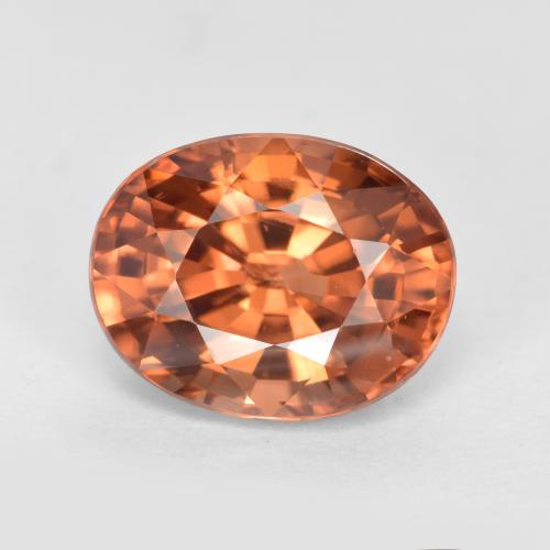 3.23캐럿 천연 깊은 붉은빛 오렌지 지르콘, 타원형 컷, 9.1×7.1 mm, VVS