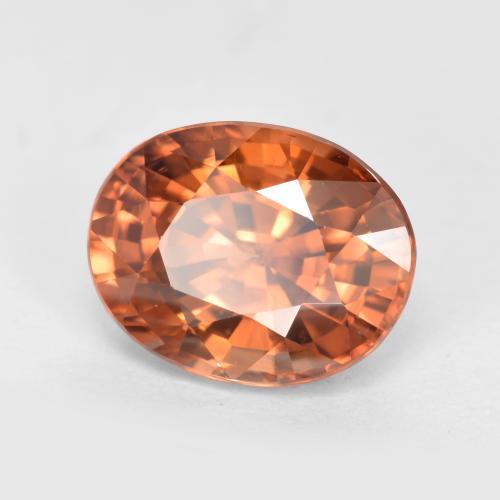 3.23캐럿 천연 깊은 붉은빛 오렌지 지르콘, 타원형 컷, 9.1×7.1 mm, VVS