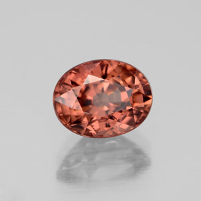 3.34캐럿 천연 로즈 오렌지 지르콘, 타원형 컷, 9×7 mm, VVS