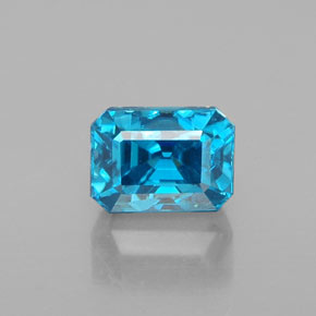3.72캐럿 천연 블루 지르콘, 에메랄드 컷, 7.8×6.7 mm, VVS