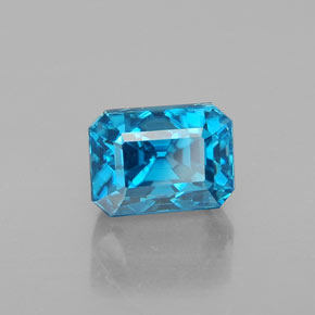 3.72캐럿 천연 블루 지르콘, 에메랄드 컷, 7.8×6.7 mm, VVS