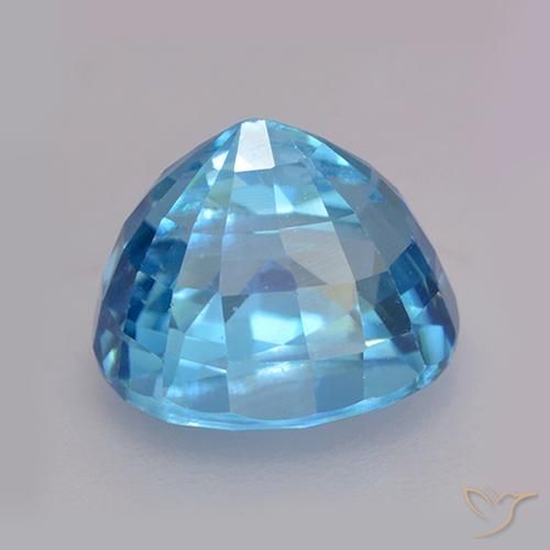 3.06캐럿 천연 딥 애저 블루 지르콘, 타원형 컷, 7.6×6.2 mm, VVS