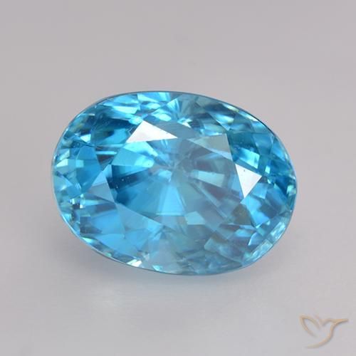 3.66ct 자연스러운 미디엄 블루 지르콘, 타원형, VS