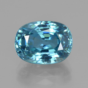 7.22캐럿 천연 스위스 블루 지르콘, 타원형 컷, 11.5×8.6 mm, VVS
