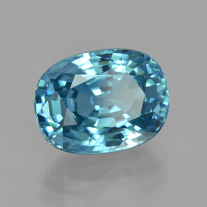 7.22캐럿 천연 스위스 블루 지르콘, 타원형 컷, 11.5×8.6 mm, VVS