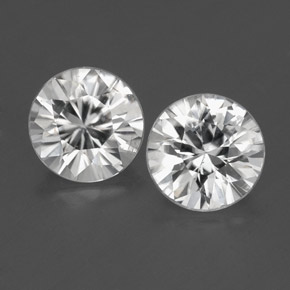 캐럿 천연 화이트 지르콘 보석, 라운드 컷, 4.54 mm, VS