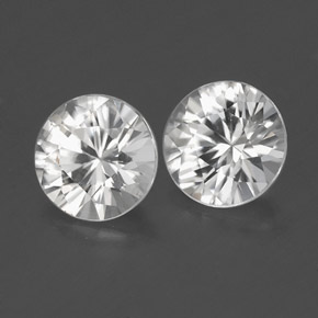 캐럿 천연 화이트 지르콘 보석, 라운드 컷, 4.54 mm, VS