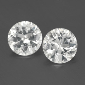캐럿 천연 화이트 지르콘 보석, 라운드 컷, 6.98 mm, VS
