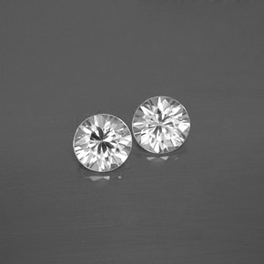 캐럿 천연 화이트 지르콘 보석, 라운드 컷, 4.64 mm, VVS