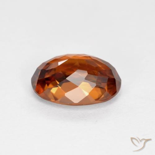 2.19캐럿 천연 붉은빛 오렌지 지르콘, 타원형 컷, 8.3×6.2 mm, VS