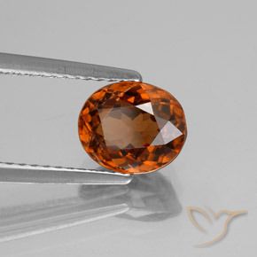 2.38캐럿 천연 딥 오렌지 지르콘, 타원형 컷, 7.8×6.5 mm, VVS-VS