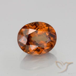 2.11캐럿 천연 미디엄 다크 오렌지 지르콘, 타원형 컷, 7.8×6.5 mm, VVS