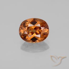 1.85캐럿 천연 딥 오렌지 지르콘, 타원형 컷, 7.6×6.3 mm, VVS-VS