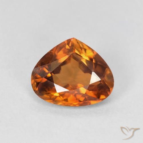 1.57ct 자연스러운 딥 오렌지 지르콘, 배 모양, VVS-VS