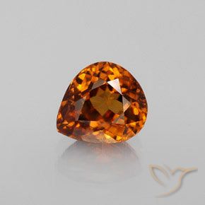 1.90ct 자연스러운 미디엄 오렌지 지르콘, 배 모양, VS