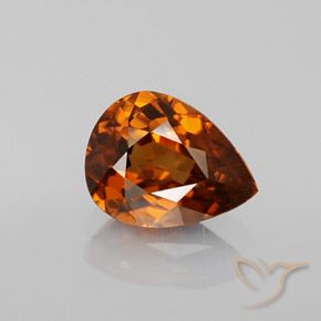 1.95ct 자연스러운 딥 오렌지 지르콘, 배 모양, VS